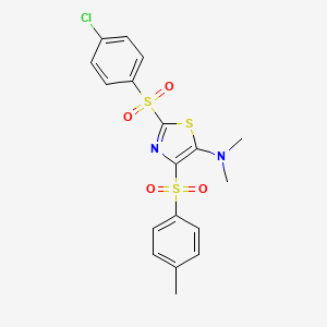2-((4-chlorophenyl)sulfonyl)-N,N-dimethyl-4-tosylthiazol-5-amine