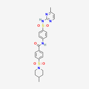 4-(4-methylpiperidin-1-yl)sulfonyl-N-[4-[(4-methylpyrimidin-2-yl)sulfamoyl]phenyl]benzamide
