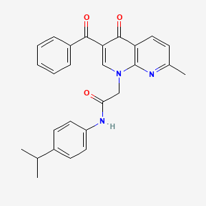 molecular formula C27H25N3O3 B2738994 2-(3-苯甲酰-7-甲基-4-氧代-1,8-萘咪啉-1(4H)-基)-N-(4-异丙基苯基)乙酰胺 CAS No. 894905-31-8