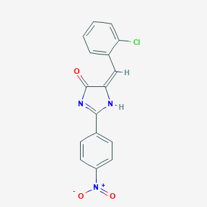 molecular formula C16H10ClN3O3 B273900 (5E)-5-[(2-chlorophenyl)methylidene]-2-(4-nitrophenyl)-1H-imidazol-4-one 