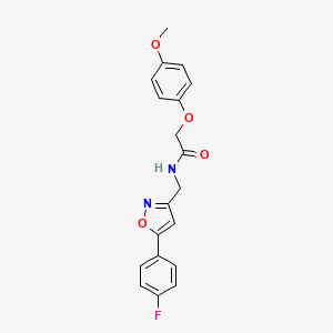 molecular formula C19H17FN2O4 B2739019 N-((5-(4-fluorophenyl)isoxazol-3-yl)methyl)-2-(4-methoxyphenoxy)acetamide CAS No. 953010-51-0