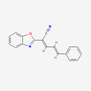 molecular formula C18H12N2O B2739021 (2E,4E)-2-(1,3-苯并噁唑-2-基)-5-苯基戊二烯二腈 CAS No. 577987-07-6