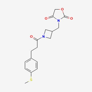 molecular formula C17H20N2O4S B2739023 3-((1-(3-(4-(Methylthio)phenyl)propanoyl)azetidin-3-yl)methyl)oxazolidine-2,4-dione CAS No. 2034462-99-0