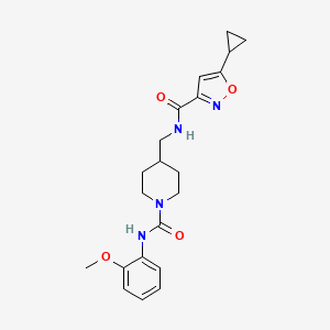 molecular formula C21H26N4O4 B2739027 5-cyclopropyl-N-((1-((2-methoxyphenyl)carbamoyl)piperidin-4-yl)methyl)isoxazole-3-carboxamide CAS No. 1396860-24-4