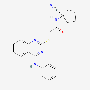 molecular formula C22H21N5OS B2739030 2-(4-苯胺基喹唑啉-2-基)硫醚基-N-(1-氰基环戊基)乙酰胺 CAS No. 920605-50-1
