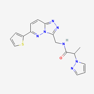 molecular formula C16H15N7OS B2739031 2-(1H-pyrazol-1-yl)-N-((6-(thiophen-2-yl)-[1,2,4]triazolo[4,3-b]pyridazin-3-yl)methyl)propanamide CAS No. 2034452-63-4