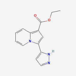 molecular formula C14H13N3O2 B2739042 Ethyl 3-(1H-Pyrazol-3-Yl)Indolizine-1-Carboxylate CAS No. 2206113-51-9