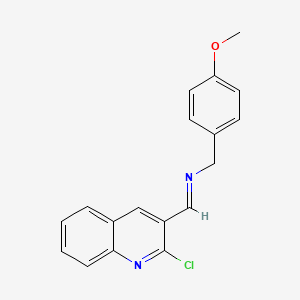 molecular formula C18H15ClN2O B2739043 1-(2-chloroquinolin-3-yl)-N-[(4-methoxyphenyl)methyl]methanimine CAS No. 793727-70-5