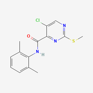 molecular formula C14H14ClN3OS B2739044 5-chloro-N-(2,6-dimethylphenyl)-2-(methylthio)pyrimidine-4-carboxamide CAS No. 879935-84-9