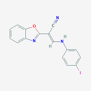 molecular formula C16H10IN3O B273905 2-(1,3-Benzoxazol-2-yl)-3-(4-iodoanilino)acrylonitrile 