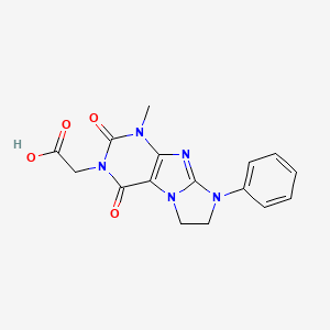 molecular formula C16H15N5O4 B2739050 2-(1-甲基-2,4-二氧-8-苯基-7,8-二氢-1H-咪唑并[2,1-f]嘧啶-3(2H,4H,6H)-基)乙酸 CAS No. 878736-39-1