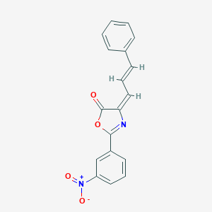 molecular formula C18H12N2O4 B273907 2-{3-nitrophenyl}-4-(3-phenyl-2-propenylidene)-1,3-oxazol-5(4H)-one 