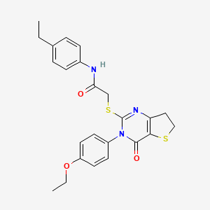 molecular formula C24H25N3O3S2 B2739075 2-((3-(4-ethoxyphenyl)-4-oxo-3,4,6,7-tetrahydrothieno[3,2-d]pyrimidin-2-yl)thio)-N-(4-ethylphenyl)acetamide CAS No. 686772-52-1