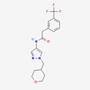 molecular formula C18H20F3N3O2 B2739080 N-(1-((tetrahydro-2H-pyran-4-yl)methyl)-1H-pyrazol-4-yl)-2-(3-(trifluoromethyl)phenyl)acetamide CAS No. 1706081-01-7