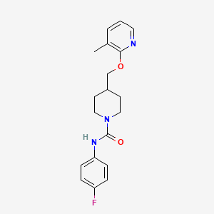 molecular formula C19H22FN3O2 B2739085 N-(4-Fluorophenyl)-4-[(3-methylpyridin-2-yl)oxymethyl]piperidine-1-carboxamide CAS No. 2379994-36-0