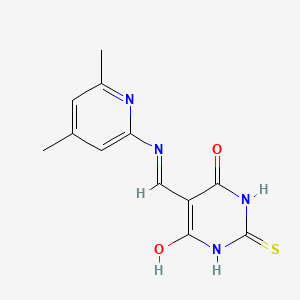 molecular formula C12H12N4O2S B2739086 5-(((4,6-dimethylpyridin-2-yl)amino)methylene)-2-thioxodihydropyrimidine-4,6(1H,5H)-dione CAS No. 883277-73-4