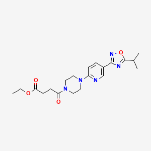 molecular formula C20H27N5O4 B2739087 Ethyl 4-(4-(5-(5-isopropyl-1,2,4-oxadiazol-3-yl)pyridin-2-yl)piperazin-1-yl)-4-oxobutanoate CAS No. 1235320-64-5