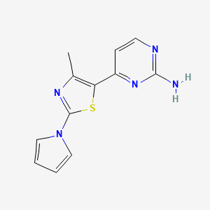 molecular formula C12H11N5S B2739098 4-(4-甲基-2-(1H-吡咯-1-基)-1,3-噻唑-5-基)嘧啶-2-胺 CAS No. 499796-10-0