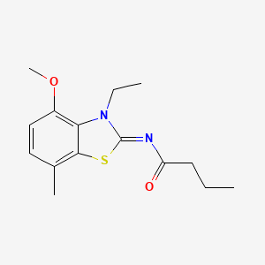 N-(3-ethyl-4-methoxy-7-methyl-1,3-benzothiazol-2-ylidene)butanamide