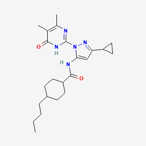 4-butyl-N-(3-cyclopropyl-1-(4,5-dimethyl-6-oxo-1,6-dihydropyrimidin-2-yl)-1H-pyrazol-5-yl)cyclohexanecarboxamide