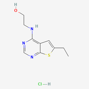 molecular formula C10H14ClN3OS B2739109 2-((6-Ethylthieno[2,3-d]pyrimidin-4-yl)amino)ethanol hydrochloride CAS No. 1215370-35-6