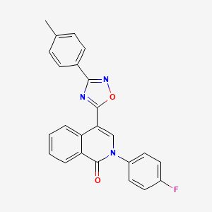 molecular formula C24H16FN3O2 B2739114 2-(4-fluorophenyl)-4-(3-(p-tolyl)-1,2,4-oxadiazol-5-yl)isoquinolin-1(2H)-one CAS No. 1358339-06-6