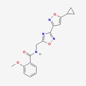 molecular formula C17H16N4O4 B2739118 N-((3-(5-环丙基异噁唑-3-基)-1,2,4-噁二唑-5-基甲基)-2-甲氧基苯甲酰胺 CAS No. 1903286-56-5