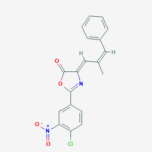 molecular formula C19H13ClN2O4 B273912 2-{4-chloro-3-nitrophenyl}-4-(2-methyl-3-phenyl-2-propenylidene)-1,3-oxazol-5(4H)-one 