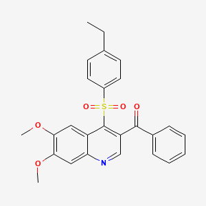 molecular formula C26H23NO5S B2739128 [4-(4-Ethylphenyl)sulfonyl-6,7-dimethoxyquinolin-3-yl]-phenylmethanone CAS No. 866895-54-7
