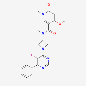 molecular formula C22H22FN5O3 B2739134 N-[1-(5-fluoro-6-phenylpyrimidin-4-yl)azetidin-3-yl]-4-methoxy-N,1-dimethyl-6-oxo-1,6-dihydropyridine-3-carboxamide CAS No. 2380185-34-0