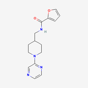 molecular formula C15H18N4O2 B2739141 N-((1-(pyrazin-2-yl)piperidin-4-yl)methyl)furan-2-carboxamide CAS No. 1396760-57-8