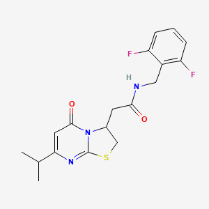 molecular formula C18H19F2N3O2S B2739142 N-(2,6-difluorobenzyl)-2-(7-isopropyl-5-oxo-3,5-dihydro-2H-thiazolo[3,2-a]pyrimidin-3-yl)acetamide CAS No. 953212-48-1