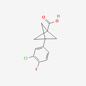 molecular formula C12H10ClFO2 B2739144 3-(3-Chloro-4-fluorophenyl)bicyclo[1.1.1]pentane-1-carboxylic acid CAS No. 2287345-58-6