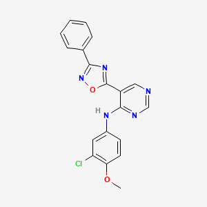 molecular formula C19H14ClN5O2 B2739145 N-(3-chloro-4-methoxyphenyl)-5-(3-phenyl-1,2,4-oxadiazol-5-yl)pyrimidin-4-amine CAS No. 2034542-61-3