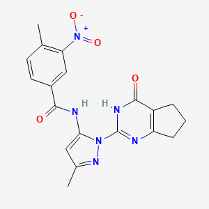 4-methyl-N-(3-methyl-1-(4-oxo-4,5,6,7-tetrahydro-3H-cyclopenta[d]pyrimidin-2-yl)-1H-pyrazol-5-yl)-3-nitrobenzamide