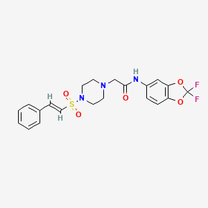 N-(2,2-difluoro-1,3-benzodioxol-5-yl)-2-[4-[(E)-2-phenylethenyl]sulfonylpiperazin-1-yl]acetamide