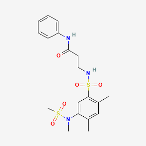 molecular formula C19H25N3O5S2 B2739157 3-(2,4-dimethyl-5-(N-methylmethylsulfonamido)phenylsulfonamido)-N-phenylpropanamide CAS No. 899993-12-5
