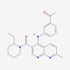 N-(4-methoxybenzyl)-4-[6-(4-methoxyphenoxy)pyrimidin-4-yl]benzamide