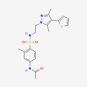 molecular formula C20H24N4O3S2 B2739167 N-(4-(N-(2-(3,5-dimethyl-4-(thiophen-2-yl)-1H-pyrazol-1-yl)ethyl)sulfamoyl)-3-methylphenyl)acetamide CAS No. 2034374-92-8