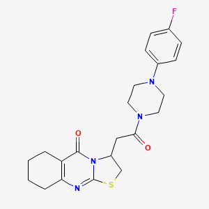 molecular formula C22H25FN4O2S B2739168 3-(2-(4-(4-fluorophenyl)piperazin-1-yl)-2-oxoethyl)-6,7,8,9-tetrahydro-2H-thiazolo[2,3-b]quinazolin-5(3H)-one CAS No. 1021024-67-8