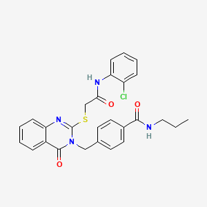 molecular formula C27H25ClN4O3S B2739171 4-((2-((2-((2-氯苯基)氨基)-2-氧代乙基)硫)-4-氧代嘧啶-3(4H)-基)甲基)-N-丙基苯甲酰胺 CAS No. 1115323-57-3