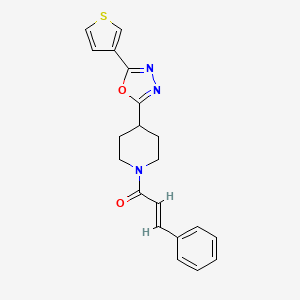 (E)-3-phenyl-1-(4-(5-(thiophen-3-yl)-1,3,4-oxadiazol-2-yl)piperidin-1-yl)prop-2-en-1-one