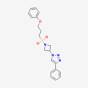 molecular formula C20H22N4O3S B2739188 1-(1-((3-phenoxypropyl)sulfonyl)azetidin-3-yl)-4-phenyl-1H-1,2,3-triazole CAS No. 2034312-10-0