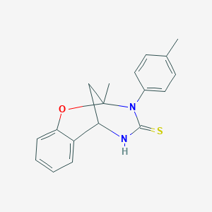 molecular formula C18H18N2OS B2739193 2-methyl-3-(4-methylphenyl)-2,3,5,6-tetrahydro-4H-2,6-methano-1,3,5-benzoxadiazocine-4-thione CAS No. 702655-56-9