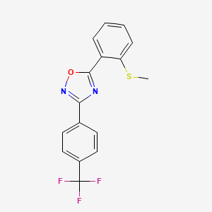 molecular formula C16H11F3N2OS B2739195 Methyl 2-{3-[4-(trifluoromethyl)phenyl]-1,2,4-oxadiazol-5-yl}phenyl sulfide CAS No. 339099-65-9