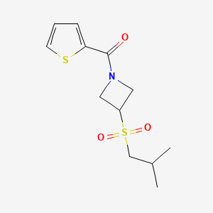 molecular formula C12H17NO3S2 B2739196 (3-(Isobutylsulfonyl)azetidin-1-yl)(thiophen-2-yl)methanone CAS No. 1797632-20-2