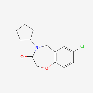 molecular formula C14H16ClNO2 B2739198 7-chloro-4-cyclopentyl-4,5-dihydro-1,4-benzoxazepin-3(2H)-one CAS No. 1340964-18-2