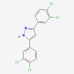 molecular formula C15H8Cl4N2 B2739205 3,5-bis(3,4-dichlorophenyl)-1H-pyrazole CAS No. 1159936-49-8