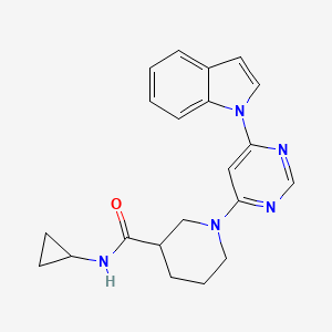 molecular formula C21H23N5O B2739206 1-(6-(1H-indol-1-yl)pyrimidin-4-yl)-N-cyclopropylpiperidine-3-carboxamide CAS No. 1797889-47-4