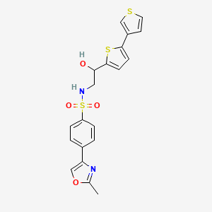 molecular formula C20H18N2O4S3 B2739207 N-(2-([2,3'-bithiophen]-5-yl)-2-hydroxyethyl)-4-(2-methyloxazol-4-yl)benzenesulfonamide CAS No. 2177450-01-8
